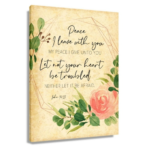 John 14 27 Floral Bible Verse Wall Art Flower Canvas Artwork Wall Decor Modern Pictures For Bedroom Gallery Unframed 12x18 in