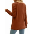 thumbnail image 4 of Women Long Sleeve Solid Color Sweetheart Collar Elegant Casual Print Blouse Sweatshirt Tunics Pullover Orange Red S, 4 of 5