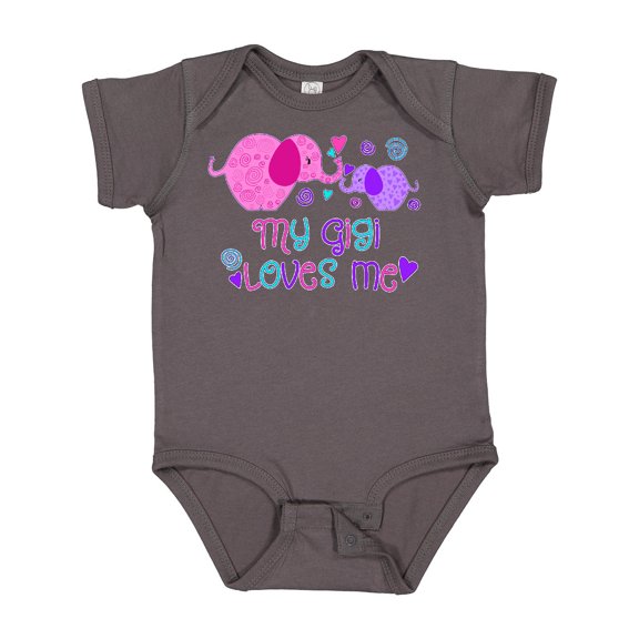 Inktastic My Gigi Loves Me Cute Elephants Boys or Girls Baby Bodysuit