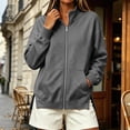 thumbnail image 2 of Ghalytn Women's Fleece Lined Full Zip Jacket Stand Collar Long Sleeve Casual Sweatshirt Coat with Pockets, 2 of 9