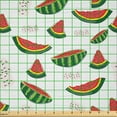 thumbnail image 2 of Ambesonne Watermelon Fabric by the Yard Microfiber, Juicy Fruit Slices, 1 Yard, Coral Olive Green, 2 of 2