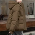 thumbnail image 3 of ZHUGeLI Women Mid-Length Puffer Hooded Jacket Winter Padded Warm Coat Thicken Outerwear Coats, 3 of 4