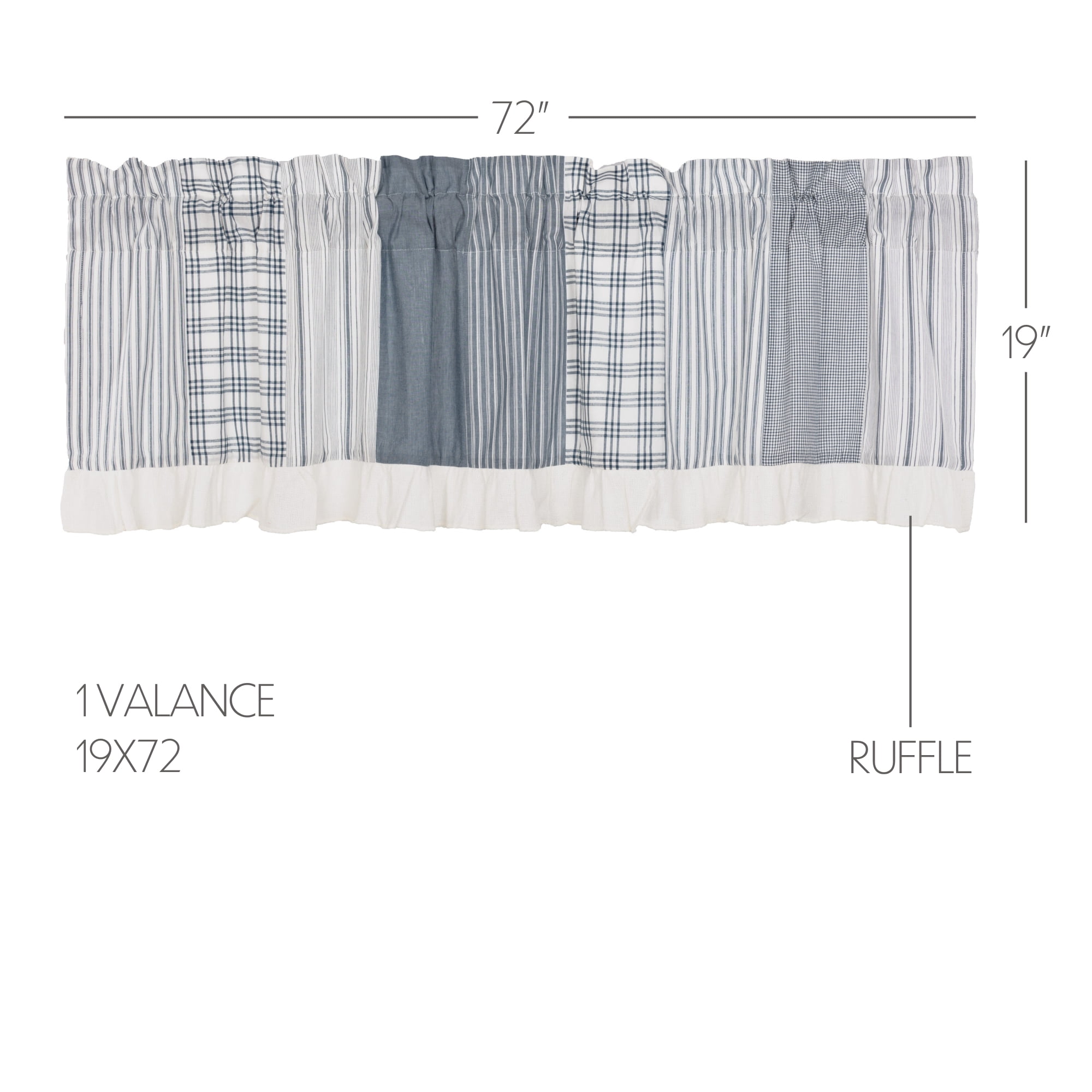 VHC Brands Sawyer Mill Blue Patchwork Valance (Valance 19x72)