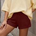 thumbnail image 2 of IWRICH Women's Micro Shorts Knit Low Rise Booty 20s Mini Shorts Solid Color Elastic Waisted Stretchy Homewear Red One Size, 2 of 4