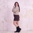 thumbnail image 6 of Love Steetly Women's Extra Wide Width Ankle Boots, Distressed Faux Suede, Slouchy Ruched Upper, Adjustable Back Lace-Up, Low Stacked Heel Casual Boots., 6 of 8