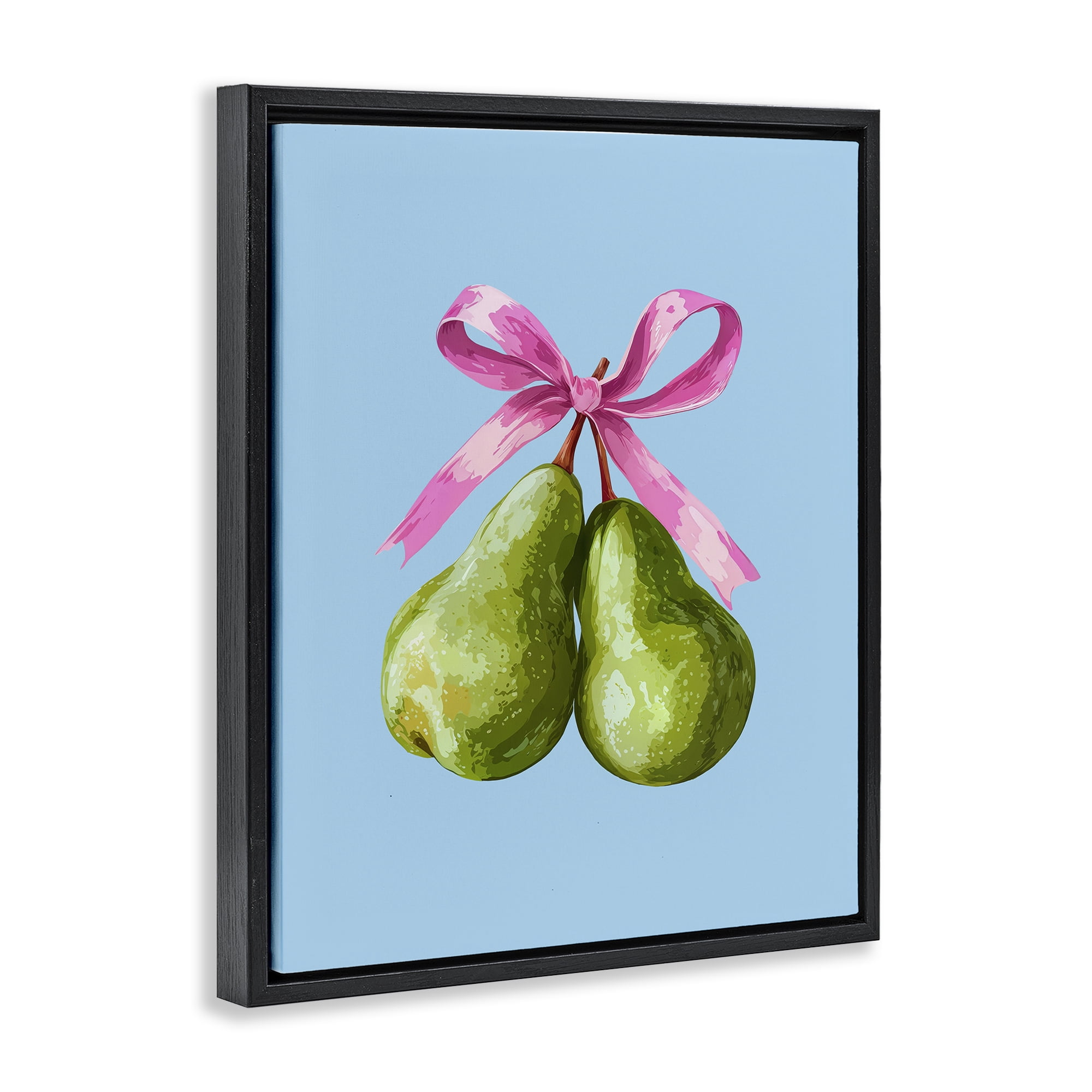 Stupell Industries Twin Pears with Ribbon Black Framed Floater Canvas Wall Art, design by Imagine It Images