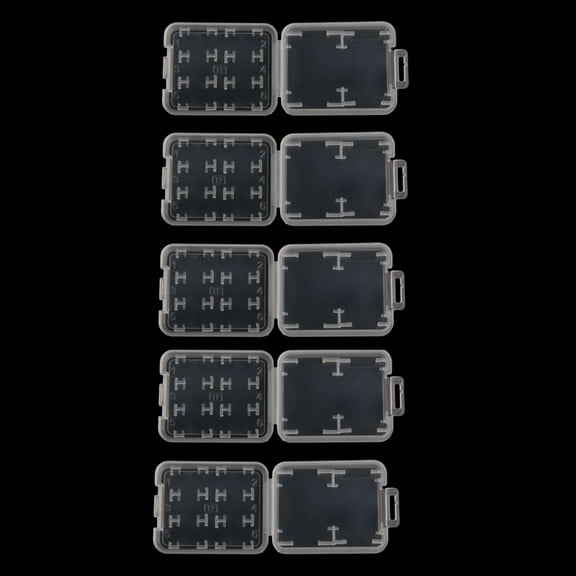 YIEMEEN 5 Slots Clear Plastic Memory Card for Case Holder for SD SDHC Micro SD Memory