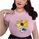 thumbnail image 1 of Blusa informal de manga corta con cuello redondo y estampado de verano a la moda para mujer Pompotops hkajfhjk468958, 1 of 5