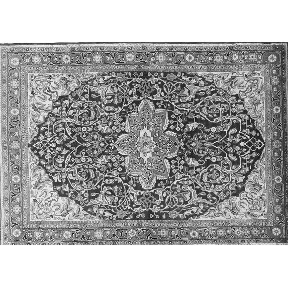 Ahgly Company Indoor Rectangle Medallion Gray Traditional Area Rugs, 5' x 8'