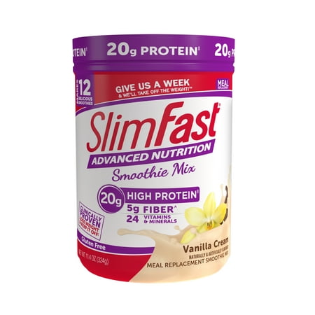 SlimFast Advanced Nutrition High Protein Meal Replacement Smoothie Mix, Vanilla Cream, 11.4