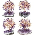 thumbnail image 4 of Árbol de cristal natural de cuarzo rosa, aguamarina y amatista con base de cristal de racimo de amatista, figuras de árbol de dinero, decoración de escritorio Feng Shui, decoración de altar de mesa, 4 of 4