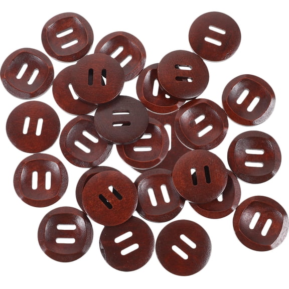 OATIPHO 25Pcs Decorative Wooden Buttons Dark Brown Vintage Style for DIY Clothing and Crafts