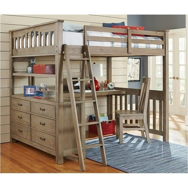 Wood Loft Bunk Bed With Desk, Bunk Bed With Desk And Dresser