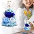 thumbnail image 2 of Mothers Day Rose Gifts for Women Preserved Real Flower in Glass Angel Figurines Roses for Delivery Prime Birthday Gifts for Mom Grandma Girlfriend Wife Her, Blue, 2 of 5