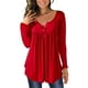 thumbnail image 4 of Camisa de mujer Botón plisado Blusa suelta Camiseta de manga larga Top, rojo vino, XXL Monstrate  AP000668-08, 4 of 7