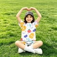 thumbnail image 4 of Grblisyd Girls 2 Piece Summer Outfits Kids Crew Neck Short Sleeve Shirt and Shorts Set Loose Casual Back to School Sets, 4 of 5