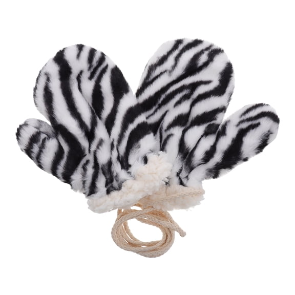 FRCOLOR 1 Pair Warm Mittens Women Zebra Gloves Winter Gloves Full Finger Gloves Warm Gloves Winter Gloves with String for Outdoor Activities