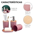 thumbnail image 3 of Accesorios de Baño 4 Piezas | Juego para Baño Moderno de Bambu | Juego de Accesorios de Plastico | Conjunto de 4 piezas para Baño, 3 of 5