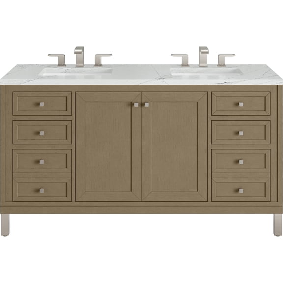 James Martin Vanities 503-V60D-WLW-3ENC Chicago 60" Free Standing Double Basin Vanity Set