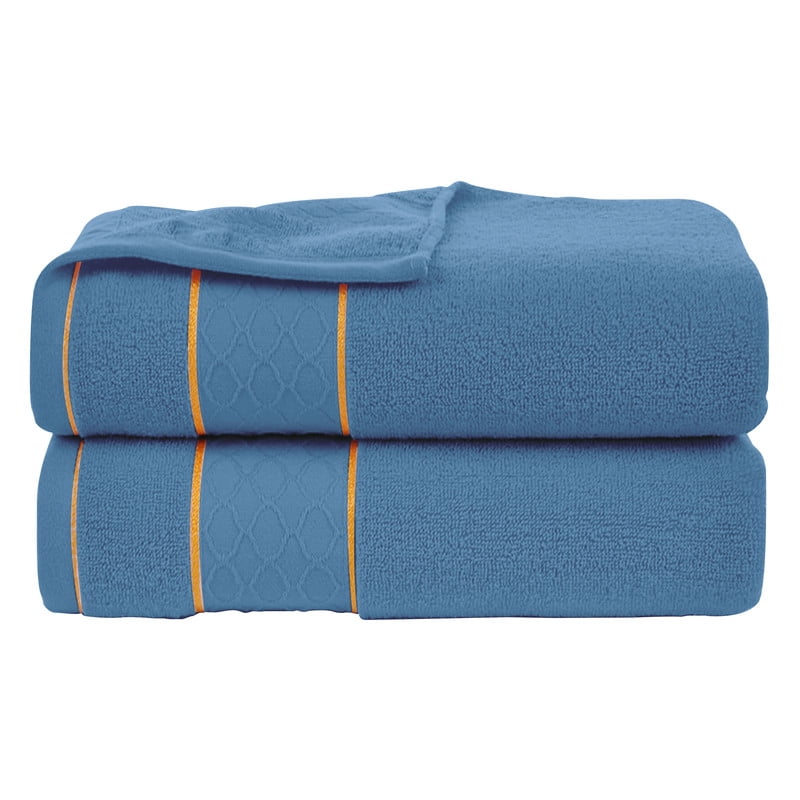 JML Blue Bath Towel Set of 8 Pieces - Cotton Blend Highly Absorbent Towels for Bathroom, 2 Soft Bath Towels, 2 Hand Towels, 4 Washcloths