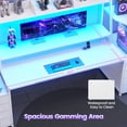 thumbnail image 2 of Gaming Desk with LED Lights, Large PC Gamer Desk Workstation with 8 Drawers and Storage Shelves, 2 of 7