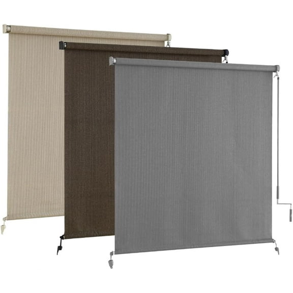 Outdoor Roller Shades,Cordless Patio Shades Roll Up Outdoor Blinds,Roller Blinds Cloth for Porch Pergola Balcony Backyard Windows,48" W x 72" H,Grey
