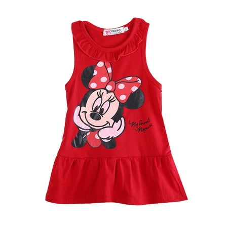 

Baby Girls Kids Cartoon Printed Cotton Soft Dress Casual Cute Lovely Sleeveless Ruffles Sundress Clothes Party Adorable Dresses