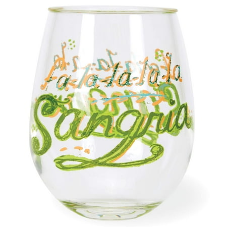 

C.R. Gibson Fa La La La La Sangria Christmas Acrylic Stemless Wine Glass 12 oz