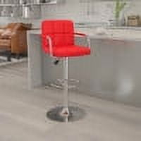 Emma Oliver Red Quilted Vinyl Adjustable Height Barstool with Arms