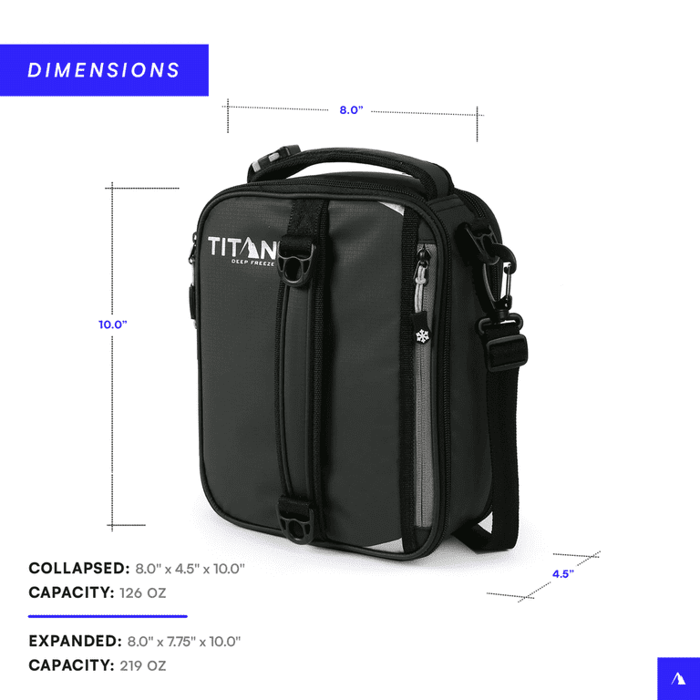 Titan By Arctic Zone Fridge Cold Expandable Lunch Bag - Black