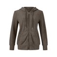 thumbnail image 4 of BODOAO Women's Zip Up Hooded Cardigan Ribbed Knit Long Sleeve Drawstring Sweater Jacket with Pockets Lightweight Casual Hoodie for Fall Winter Everyday Layering Coffee XL, 4 of 7