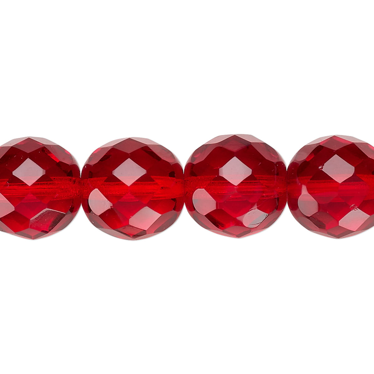 Silver 10 Volcanic Eruption Ruby/Lady Bug Red Facet Rounds 8mm Czech Glass 