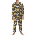 thumbnail image 3 of Salouo Mouse Cheese Print Button-Front Long Sleeve Pajama Set for Men, Soft 2Pjs Men's Long Sleeve Sleepwear-Medium, 3 of 7