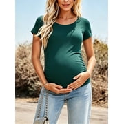 Womens Short Sleeve Maternity Shirt Side Ruched Pregnancy Tunic T-Shirt 3-Pack