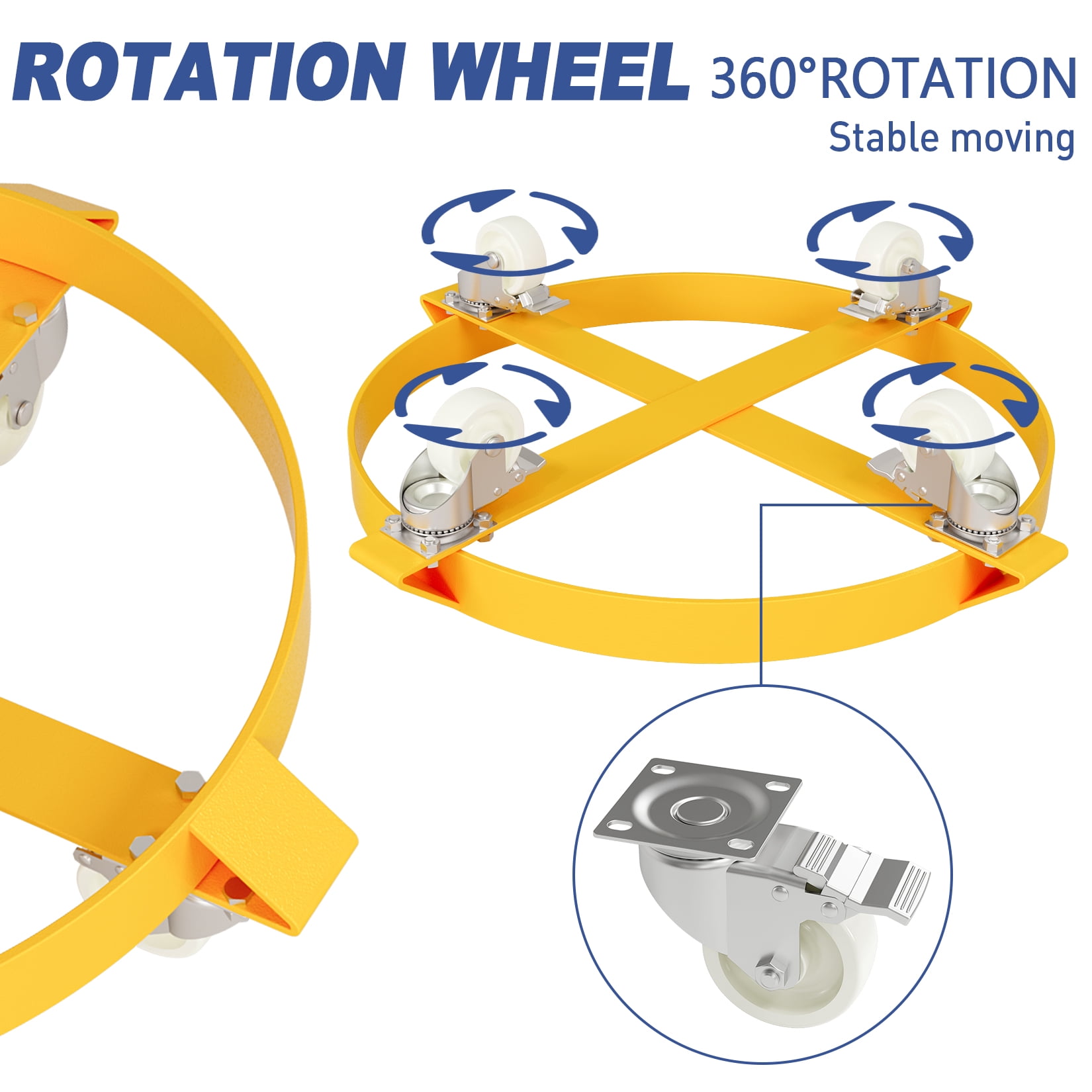 Mescukay 55 Gallon Steel Drum Dolly, Heavy Duty 1000lbs Load Capacity, Barrel Dolly Cart Drum Caddy, Hand Truck Dollies with Steel Frame 4 Swivel Casters Wheel, for Warehouse Drum