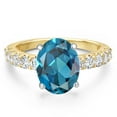 thumbnail image 3 of Gem Stone King 14K Two Tone Gold London Blue Topaz and Lab Grown Diamond Engagement Ring for Women | 4.85 Cttw | Oval 11X9MM | Gemstone November Birthstone | Size 8, 3 of 6