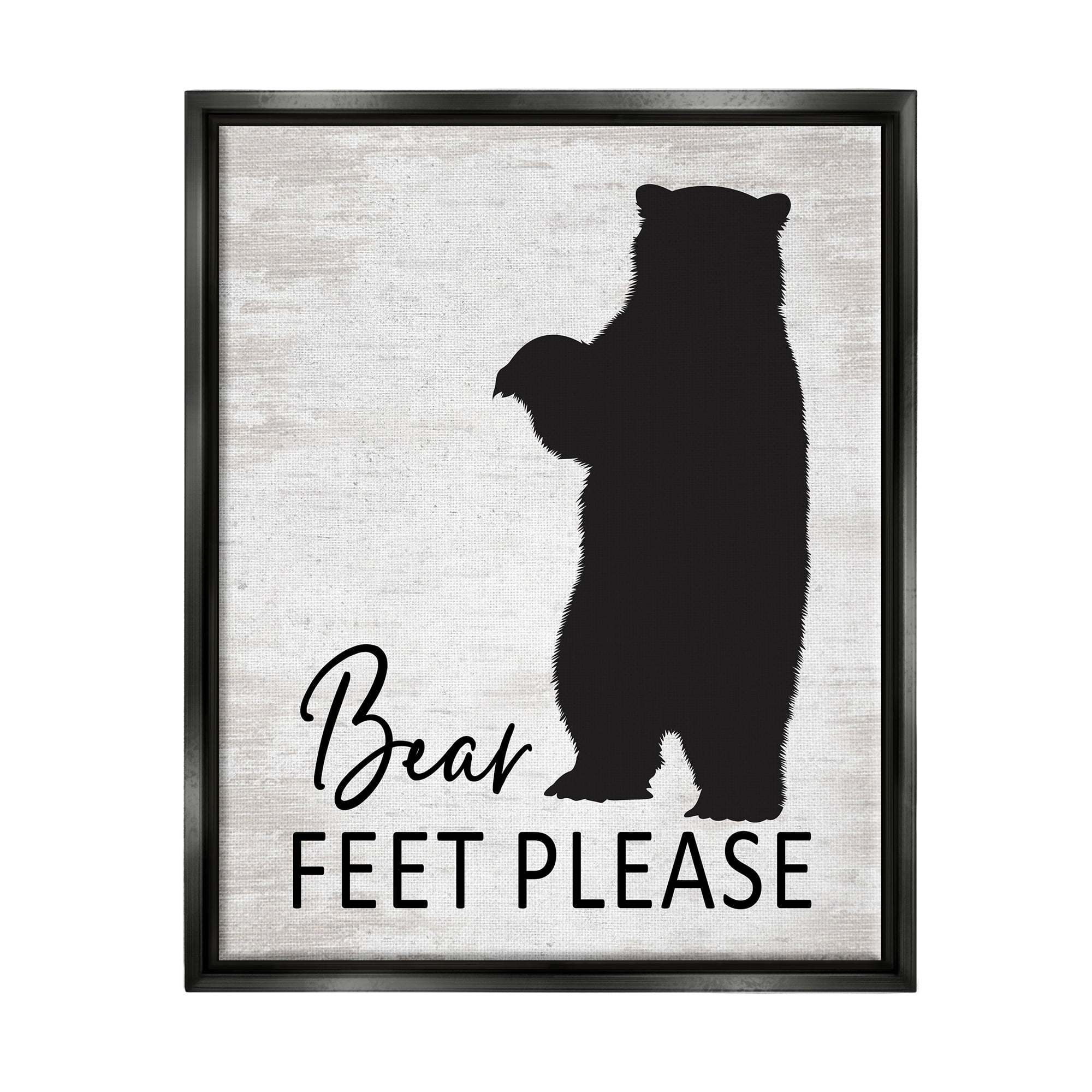 Stupell Industries Bear Feet Remove Shoes Cabin Entrance Sign Graphic Art Metallic Gold Floating Framed Canvas Print Wall Art, Design by Lettered and Lined