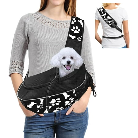 Hgudesign Dog Carriers for Small Dogs Pet Sling Carrier Hands Free Sling Travel Puppy Bag Satchel Mesh Dog se Bag Cute Grey