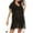 Black, variant on Tqyyweavej Women's Beach Crochet Cover Up Sexy Lace Sheer Short Length Sleeve Swimsuit Coverup Free Size V Neck Solid Color Swim Cover Up with Tassels