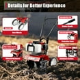 thumbnail image 3 of Aiqidi Mini Tiller Cultivator, 52CC 2 Stroke Air-Cooled Gas Powered Rototiller Micro Tillage Ripper Garden Yard Farm Tilling Tool 6500-7000Rpm, 3 of 12