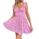thumbnail image 4 of Lucakuins - Mini vestido de verano para mujer, sin mangas, lazo frontal, busto fruncido, estampado floral, vestido corto de línea A, ropa de playa Lucakuins  moda, 4 of 5