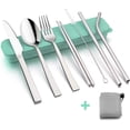 thumbnail image 2 of HaWare Portable Travel Utensils with Case, Stainless Steel Silverware Set for Camping Office School Lunch, Including Knife Fork Spoon Chopsticks, Reusable and Dishwasher Safe(Green), 2 of 7