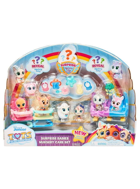Disney Junior T.O.T.S. Surprise Babies Nursery Care Set, 18 pieces, Officially Licensed Kids Toys for Ages 3 Up, Gifts and Presents