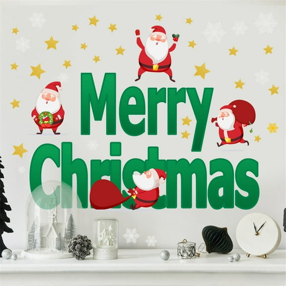 Christmas Decorations Wall Stickers Removable Wall Art Decals Party Supplies Home Window Decorations Home Interior Wall Stickers,black