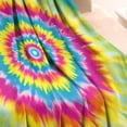 thumbnail image 3 of Colorful Rainbow Tie Dye Spiral Pattern Blanket,Comfortable Soft Flannel Throw Blanket,All Season,Warm Lightweight Blankets for Sofa Bed Couch Living Room Chair,30"x40", 3 of 4