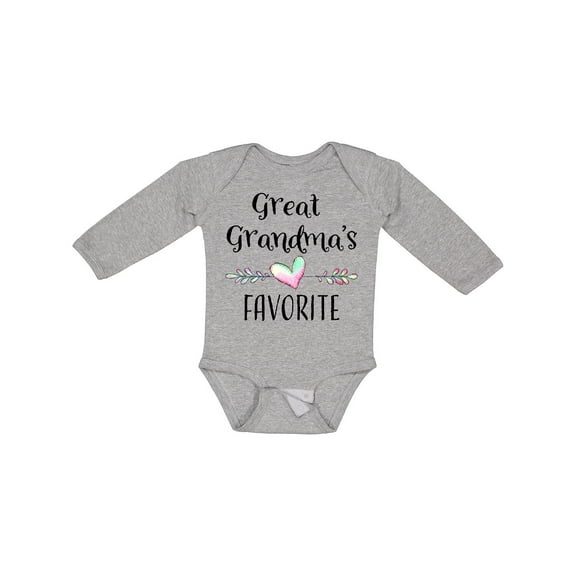 Inktastic Great Grandmas Favorite- Heart Great Grandchild Boys or Girls Long Sleeve Baby Bodysuit