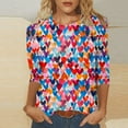 thumbnail image 2 of Women's Gradient Heart Tshirts for Valentines Day Cute 3/4 Sleeve Shirts Trendy Crewneck Tees Tops, 2 of 5