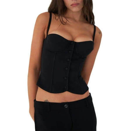 

Peyakidsaa Women Strapless Tube Tops Bodycon Corset Bandeau Sleeveless Vest Crop Tops Basic Summer Shirt