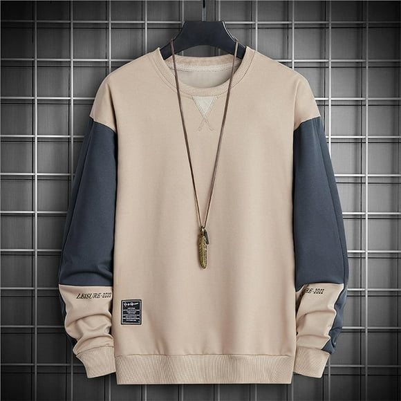 Blusas y camisas de manga larga y cuello redondo para hombre, moda informal, cómodas, lisas, holgadas, de manga larga y cuello redondo, sudaderas, blusa tipo pulóver para hombre, blusa de poliéster.