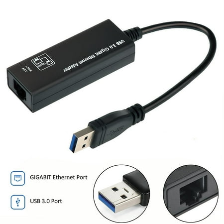 USB 3.0 to RJ45 Gigabit Ethernet LAN Network Adapter Card 10/100/1000 Mbps Black